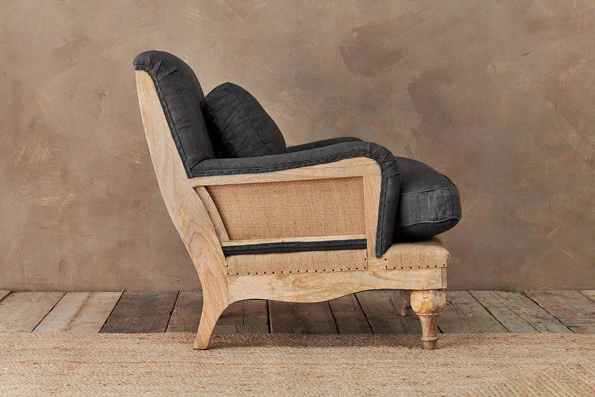 Nkuku Abe Linen Armchair - Charcoal 4 Nkuku Abe Linen Armchair - Charcoal