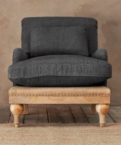 Nkuku Abe Linen Armchair - Charcoal