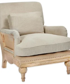Nkuku Abe Linen Armchair - Stone Living Room
