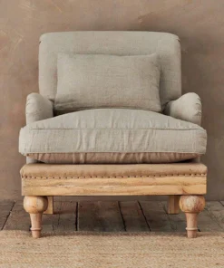 Nkuku Abe Linen Armchair - Stone Living Room