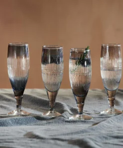 Nkuku Abeeko Champagne Glass - Smoke (Set Of 4)
