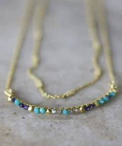 Nkuku Aja Lolite, Labradorite And Calcydon Necklace