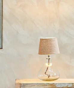 Nkuku Baba Clear Glass Lamp - Small Wide Living Room