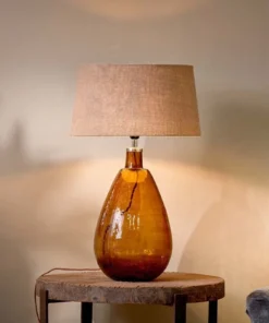 Nkuku Baba Glass Lamp - Burnt Amber - Large Tall
