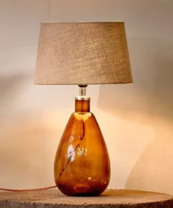 Nkuku Baba Glass Lamp - Burnt Amber - Small Tall Living Room