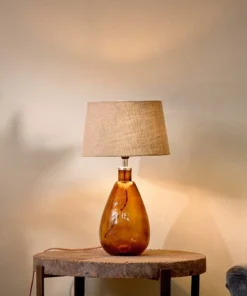 Nkuku Baba Glass Lamp - Burnt Amber - Small Tall Living Room