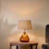 Nkuku Baba Glass Lamp - Burnt Amber - Small Wide