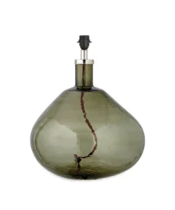 Nkuku Living Room Baba Green Smoke Glass Lamp - Large Wide