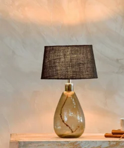 Nkuku Baba Green Smoke Glass Lamp - Small Tall Living Room