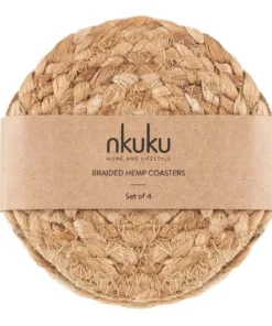 Nkuku Hemp Rugs & Accessories Braided Hemp Coasters - Natural (Set Of 4)