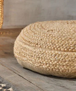 Nkuku Braided Hemp Pouf - Natural Soft Furnishings