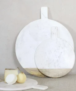 Nkuku Bwari Round Marble Board - Small - White Serveware