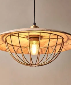 Nkuku New Arrivals Chakai Wood & Metal Pendant - Large