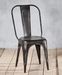 Nkuku Kitchen & Dining Room Chari Industrial Chair Distressed Black