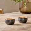 Nkuku New Arrivals Darani Tealights - Black & Antique Brass (Set Of 2)