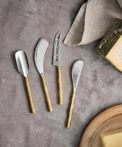 Nkuku Darsa Cheese Knife Set - Brushed Gold (Set Of 4) Table Accessories