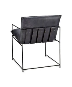Nkuku Living Room Durium Leather Lounger - Aged Black