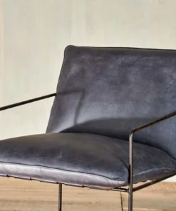 Nkuku Living Room Durium Leather Lounger - Aged Black