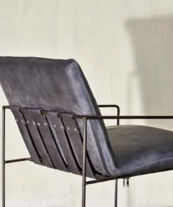 Nkuku Living Room Durium Leather Lounger - Aged Black