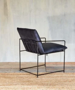 Nkuku Living Room Durium Leather Lounger - Aged Black