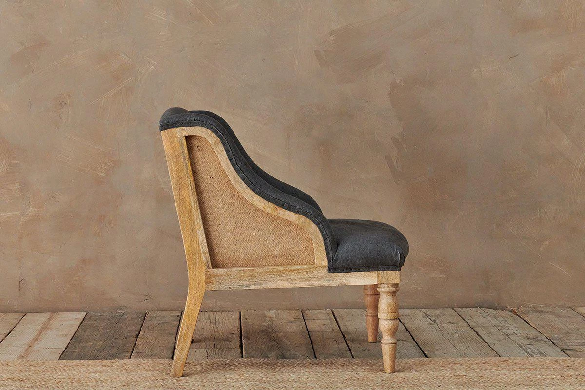 Nkuku Elbu Linen Armchair - Charcoal Living Room 4 Nkuku Elbu Linen Armchair - Charcoal Living Room