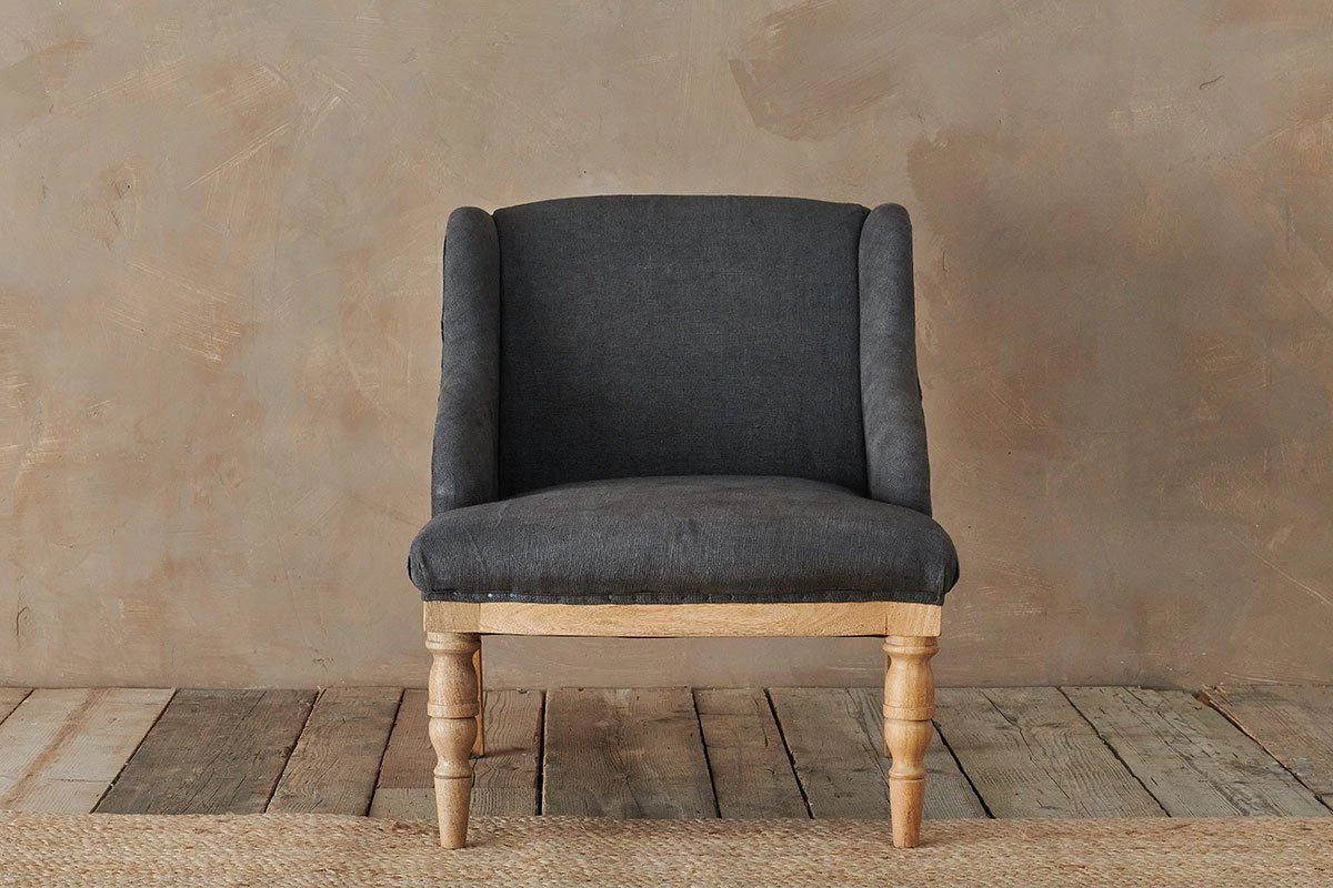 Nkuku Elbu Linen Armchair - Charcoal Living Room 3 Nkuku Elbu Linen Armchair - Charcoal Living Room