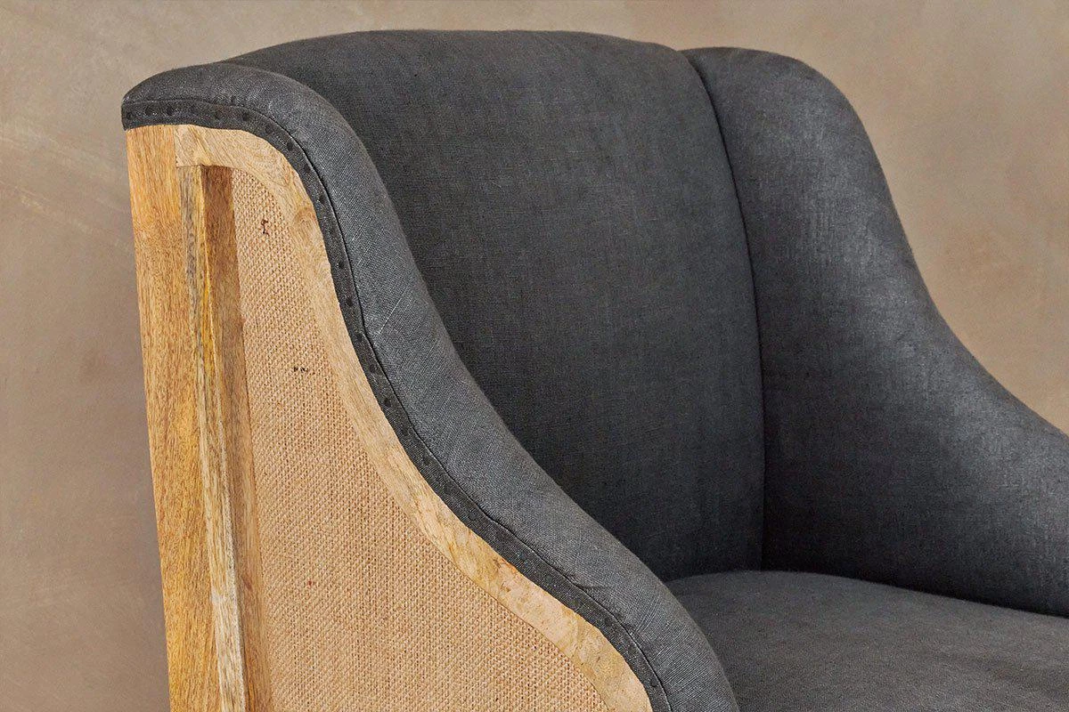 Nkuku Elbu Linen Armchair - Charcoal Living Room 8 Nkuku Elbu Linen Armchair - Charcoal Living Room