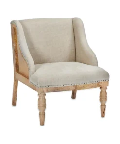 Nkuku Elbu Linen Armchair - Stone Living Room