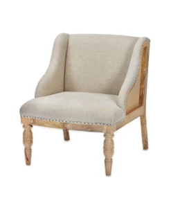 Nkuku Elbu Linen Armchair - Stone Living Room