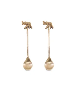 Nkuku Elephant Spoon Gift Set - Antique Brass (Set Of 2)