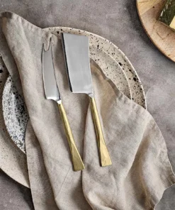 Nkuku Ena Cheese Knife Set - Brushed Gold (Set Of 2) Tableware