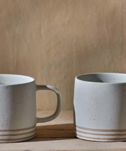 Nkuku Enesta Line Mug - Cream (Set Of 2)