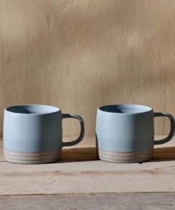 Nkuku Enesta Line Mug - Dusty Blue (Set Of 2) Tableware