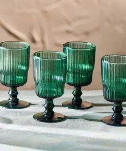Nkuku Tableware Fali Wine Glass - Teal (Set Of 4)