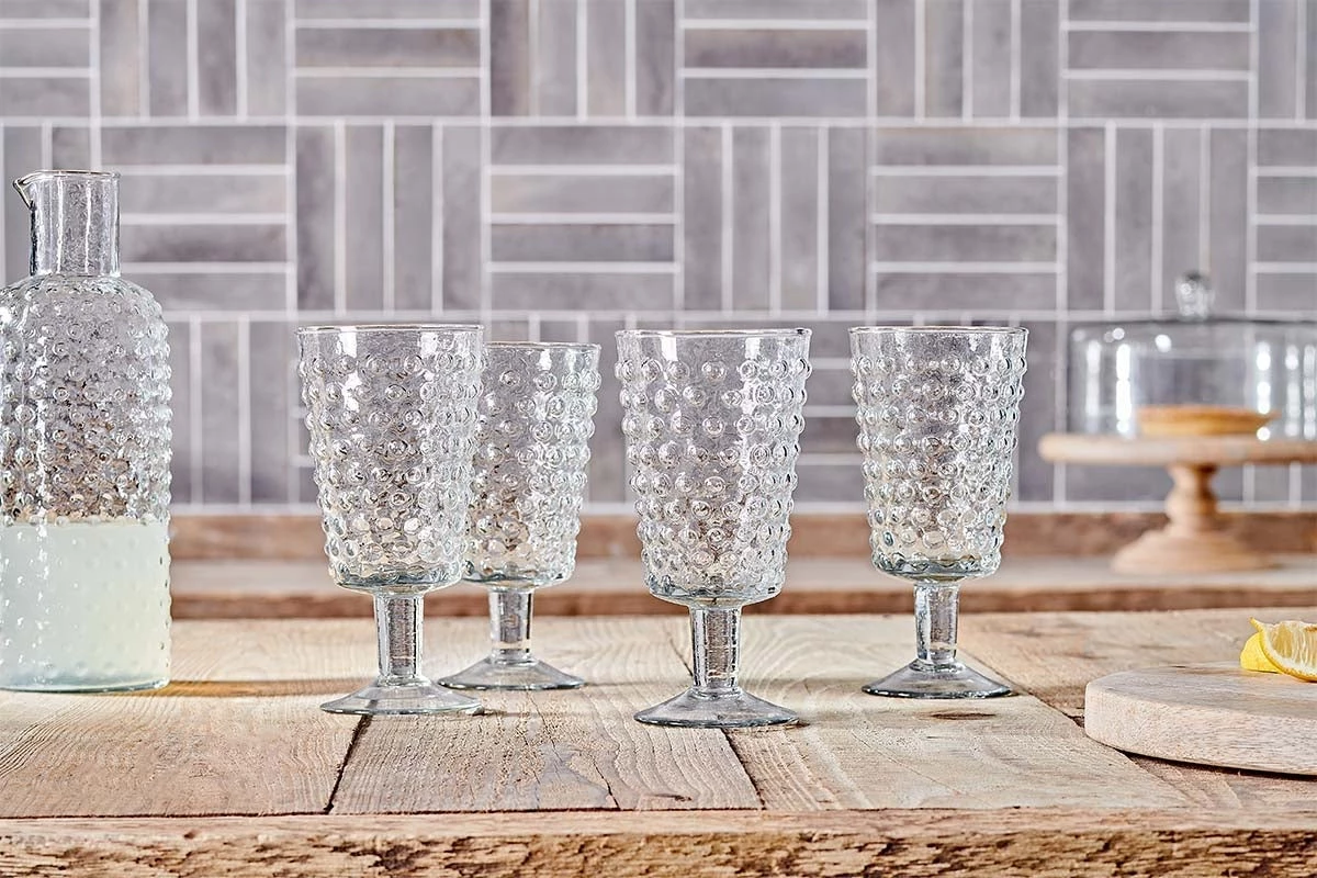 Nkuku New Arrivals Haldi Wine Glass - Clear (Set Of 4) 4 Nkuku New Arrivals Haldi Wine Glass - Clear (Set Of 4)