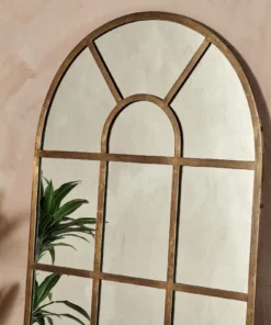 Nkuku Home Accessories Imoma Iron Full Length Arch Mirror - Brass