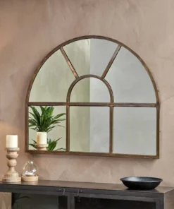 Nkuku Home Accessories Imoma Iron Overmantel Arch Mirror - Brass