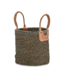 Nkuku Soft Furnishings Indra Coil Basket - Charcoal