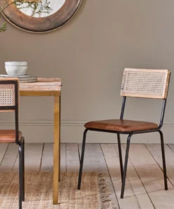 Nkuku Kitchen & Dining Room Iswa Leather & Rattan Dining Chair