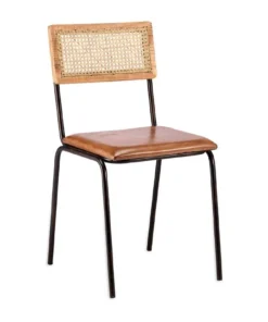 Nkuku Kitchen & Dining Room Iswa Leather & Rattan Dining Chair