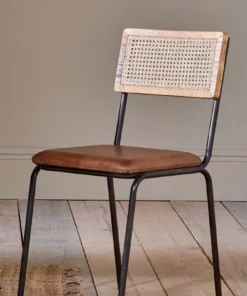 Nkuku Kitchen & Dining Room Iswa Leather & Rattan Dining Chair