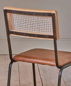 Nkuku Kitchen & Dining Room Iswa Leather & Rattan Dining Chair