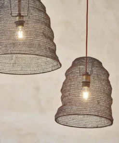 Nkuku Jatani Rust Wire Lampshade - Small Oval 12 Nkuku Jatani Rust Wire Lampshade - Small Oval