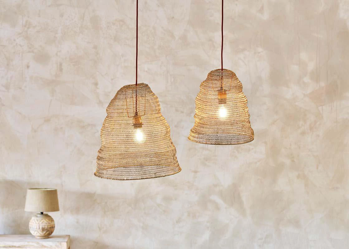 Nkuku Jatani Brass Wire Lampshade - Small Oval 4 Nkuku Jatani Brass Wire Lampshade - Small Oval