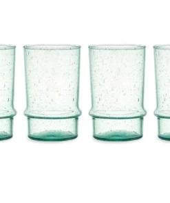 Nkuku New Arrivals Kaneti Bubble Tumbler - Aqua - Large (Set Of 4)
