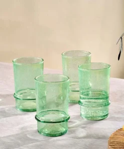 Nkuku New Arrivals Kaneti Bubble Tumbler - Aqua - Large (Set Of 4)