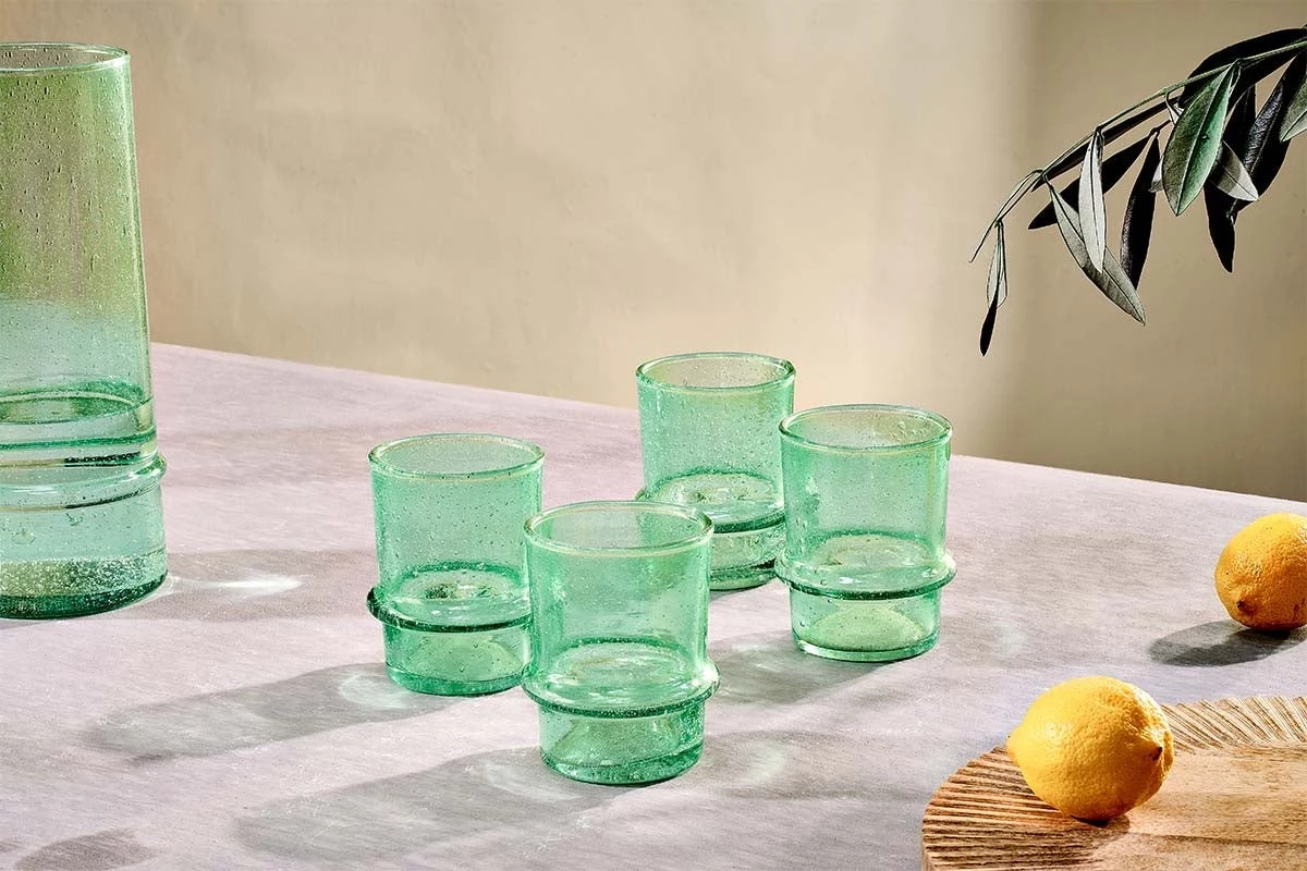 Nkuku New Arrivals Kaneti Bubble Tumbler - Aqua - Small (Set Of 4) 3 Nkuku New Arrivals Kaneti Bubble Tumbler - Aqua - Small (Set Of 4)