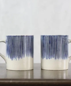 Nkuku Karuma Ceramic Large Mug - Blue & White (Set Of 2) Tableware