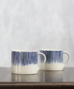 Nkuku Tableware Karuma Ceramic Small Mug - Blue & White (Set Of 2)