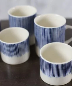 Nkuku Tableware Karuma Ceramic Small Mug - Blue & White (Set Of 2)
